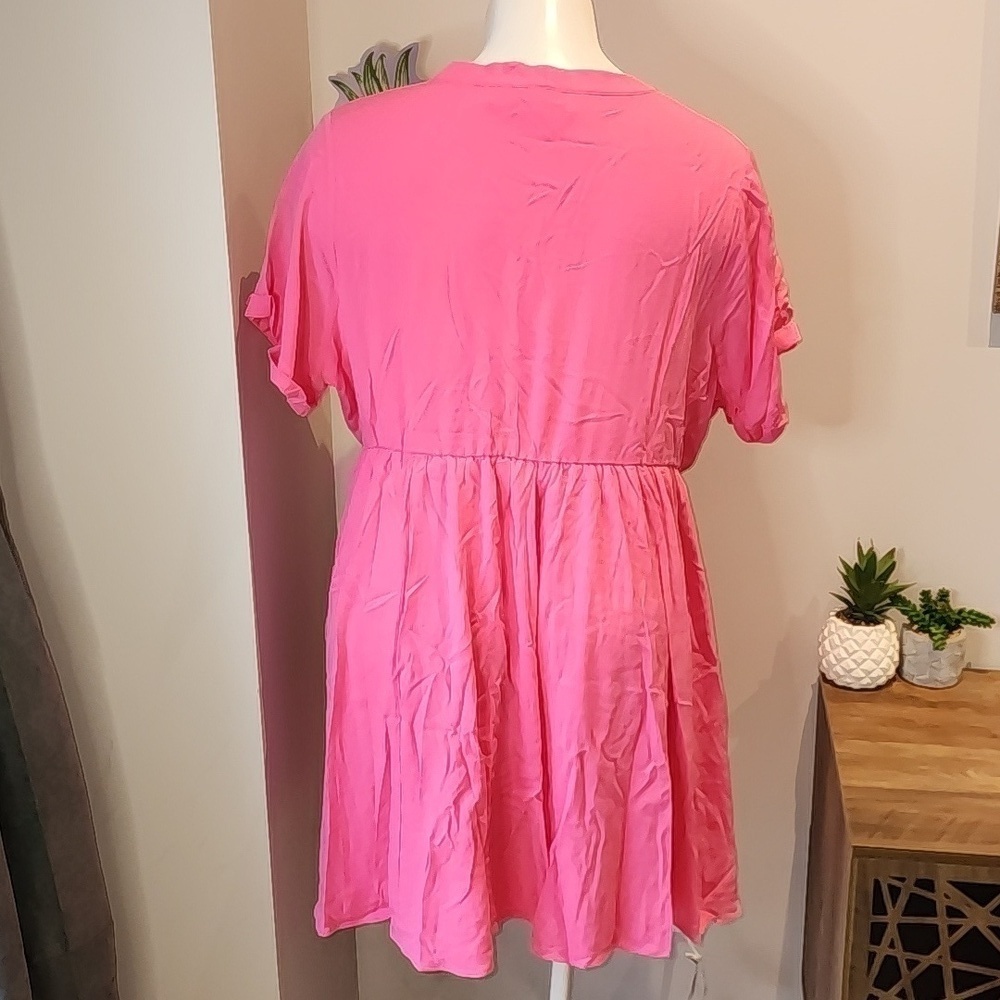 Torrid - Mini Washable Gauze Hi Low Waist Tunic Dress in Pink Sangria Su…​​​​​ - Picture 6 of 13